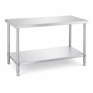Commercial 201 Heavy Duty Undershelf Easy Clean Stable Frame <strong>Stainless</strong> <strong>Steel</strong> <strong>Work</strong> <strong>Table</strong> with Adjustable Feet - Product Image 1