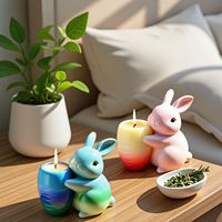 Moule en silicone moderne pour pot de fleurs, tasse de rangement en résine époxy DIY, motif lapin blanc, pour aromathérapie et plâtre ciment