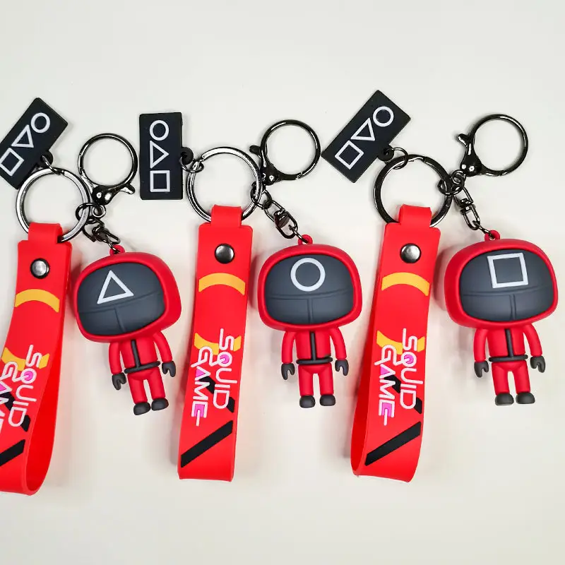 Trending Korean TV Squid Figures Masked Man Keychain Red Man Key chain Charms Game Keychain