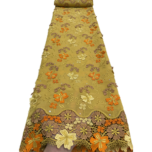 Encaje suizo NI.AI Swiss Voile en Suiza con apliques de flores 3D y piedras, tela de encaje africana de alta calidad para vestido de novia. - Product Image 6