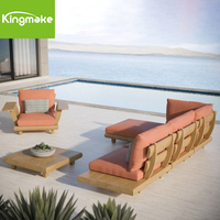 Meubles en bois de teck haut de gamme avec coussins extérieur Vila Garden Patio Hotel Sectional Outdoor Sofa Sets