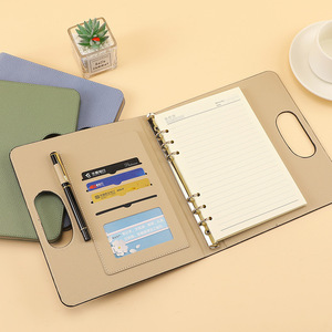 Libreta de Imitación de Cuero de Mano, Carpeta Personalizable con Hojas Sueltas, Bloc de Notas con Ranura para Tarjetas Desmontable, Libreta de Registro para Reuniones de Negocios y Oficina - Product Image 4