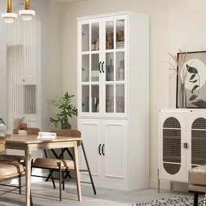 78.8" Freestanding Kitchen Pantry With 4 Doors Large Storage Space Cabinet For Kitchen Dining Room Tall Storage Cabinet