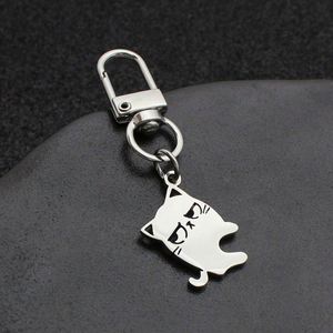 Llavero de Acero Inoxidable con Colgante de Dibujos Animados de Gato Adorable Abrazando a un Amigo, Regalo para Parejas, Nuevo de Fábrica - Product Image 3