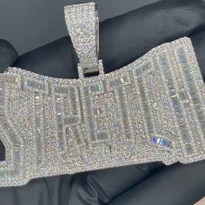 Collar con Colgante Hip Hop de Moissanita Iced Out Más Vendido, Piedras VVS, Chapado en Plata y Oro Rosa, Disponible para Fiestas, Precio al por Mayor - Product Image 2