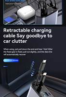 Pengisi Daya Ponsel Mobil dengan Layar Digital 180 °   Kabel Pengisian Daya Cepat Tipe-C IOS yang Dapat Diatur Secara Bebas dengan Dua Kabel yang Dapat Ditarik C1