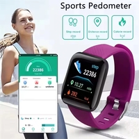Montre connectée 116 Plus, bracelet le plus populaire, montre de fitness avec mesure de la pression artérielle, comptage des pas, rappel de fréquence cardiaque