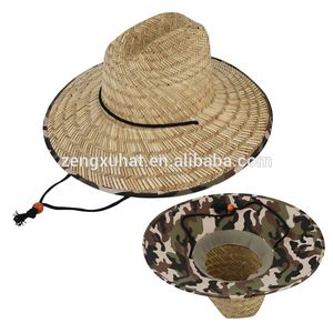 Logotipo personalizado mujer hombre ala ancha salvavidas Rush paja playa sombrero para el sol para surfear - Product Image 3