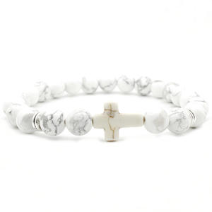 Pulsera De Cruz con turquesas para mujer, brazalete De Cruz Blanca con diseño religioso y <span class=keywords><strong>Cristianas</strong></span> - Product Image 2