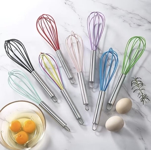 Batidor de silicona antiarañazos con mango de acero inoxidable, resistente al calor, tipo globo, utensilio de repostería antiadherente - Product Image 4