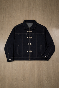 Giacca in <span class=keywords><strong>Denim</strong></span> da Uomo Personalizzata <span class=keywords><strong>Oversize</strong></span>, Design Vintage, Lavaggio Stone Washed, Pesante, 100% Cotone Grezzo Selvedge, Set Due Pezzi - Product Image 3