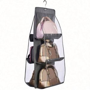 Sac de rangement pour armoire, double face, 6 poches transparentes, organisateur suspendu moyen pour sacs fourre-tout, portefeuilles et sacs à main - Product Image 1