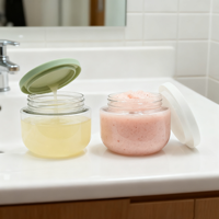 Pot cosmétique en plastique PET PETG blanc beige 250g 50ml 100ml 200ml 300ml, surface douce au toucher, pour crème et gommage, avec bouchon à vis