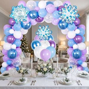 Decoraciones para <span class=keywords><strong>Fiesta</strong></span> Temática de Invierno, Kit de Arco de <span class=keywords><strong>Globos</strong></span> con Copos de Nieve, <span class=keywords><strong>Globos</strong></span> Metálicos Azules y Morados para Cumpleaños y Baby Shower - Product Image 4