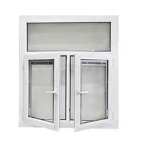 Ventana Upvc blanca de alta eficiencia energética, ventana de doble acristalamiento con vista grande personalizada, ventanas de Pvc inclinables y giratorias