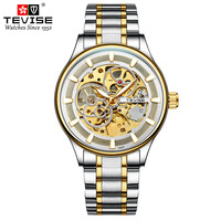 Montre-bracelet mécanique personnalisée TEVISE T820F pour homme, bracelet en acier, cadran phase de lune, verre minéral, sport, étanche, fournisseur en gros