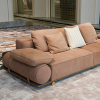 Ensemble de salon de luxe, canapé en cuir suédé, canapé droit moderne pour salon de villa, meubles de maison haut de gamme de designer