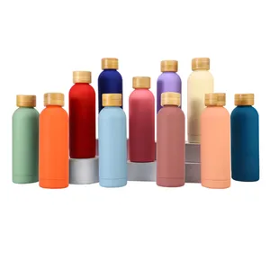BORGE定制彩色500毫升保温瓶不锈钢便携式保温瓶户外运动水壶带竹盖
