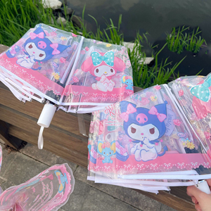 Giá rẻ thời trang Ins giai điệu phim hoạt hình trong suốt có thể gập lại ô tự động cho sinh viên cô gái - Product Image 1