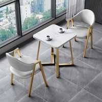 Ensembles de Tables à Manger Nordiques Modernes en Bois Compactes et Abordables avec Plateaux en Pierre Frittée, 6 Chaises, Ensemble de Table et Chaises de Salle à Manger d'Hôtel en Marbre, 4 Meubles