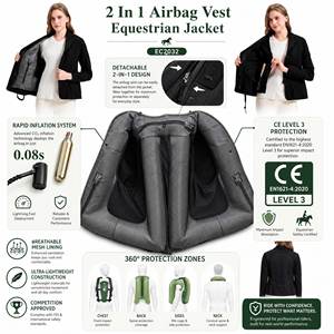 Veste et gilet <span class=keywords><strong>de</strong></span> sécurité équestre multifonctionnels 2-en-1 imprimés <span class=keywords><strong>pour</strong></span> femmes, <span class=keywords><strong>pour</strong></span> l'équitation en extérieur, anti-UV, respirants - Product Image 2