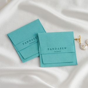 PandaSew Custom Logo Luxury Jewelry Pouch Packaging Microfiber <b>Envelope</b> Flap Package Bag - Product Image 3
