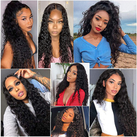 Lot de 3 mèches de cheveux humains Water Wave avec closure, raie au milieu, non Remy