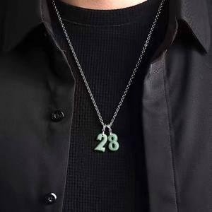 Pendentif en jadéite naturelle avec chiffres arabes, vert pois, en argent S925, unisexe, design original, cadeau avec certificat d'évaluation 123 - Product Image 4