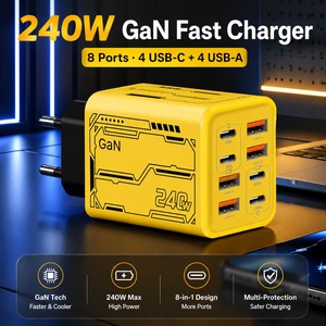 Real 24w <b>EU</b>/US/<b>UK</b> <b>Plug</b> 240W USB-C PD Quick Charger 8 Ports 4 USB+4 Type C Fast Charger QC 3.0 Mobile Phone Power <b>Adapter</b> - Product Image 2