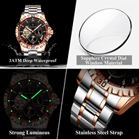 Reloj POEDAGAR 1415 para Hombre, Diseño Hueco con Tourbillon, Mecánico Automático, Resistente al Agua, Luminoso, de Acero Inoxidable