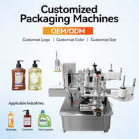 Peralatan Produksi Beroda untuk Karton Makanan dan Kosmetik, Dispenser Stiker Otomatis Penuh dengan Sensor dan Konveyor untuk Pelabelan Permukaan Datar
