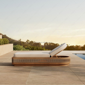 FERLY Mobilier d'extérieur artisanal en teck, lit de repos, chaise longue incurvée en <span class=keywords><strong>bois</strong></span> pour piscines, hôtels, jardins, villas - Product Image 2