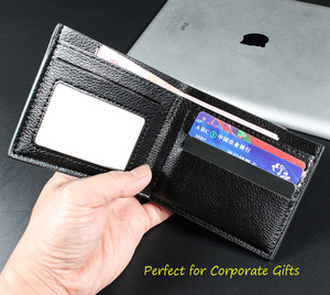 กระเป๋าสตางค์แบบพับสองตอนสำหรับผู้ชาย Bogia Promotion ราคาถูกที่สุด ทำจากหนัง PU  แบบมินิมอล  ใส่กระเป๋าหน้าได้  กระเป๋าบางสำหรับผู้ชาย - Product Image 3