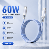 Câble USB C vers Type C 60W 1,2m PD 3A Charge Rapide USB 2.0 Câble de Données et de Charge Tressé en Nylon pour Ordinateur Portable et Tablette Fournisseur OEM ODM