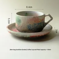 Tasse à café en céramique au four rétro de style japonais ensemble de soucoupes tasse à thé de l'après-midi prête pour la fête micro-ondes et lave-vaisselle