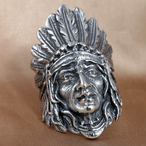 Men's Tribal Face <b>Ring</b> <b>Silver</b> Stainless Steel Punk Style Jewelry Gift 213037 - Product Image 1