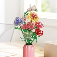 Bloques de Construcción en Forma de Flor, Rompecabezas 3D de Plástico ABS, Mini Bloques de Construcción de Rosas para Niños