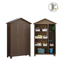 Armario de Almacenamiento Exterior de Acero Galvanizado Resistente, Organizador de Herramientas de Jardín con Cerradura, Techo Inclinado y Diseño Resistente a la Intemperie