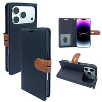 Étui portefeuille à rabat en cuir PU grainé de qualité supérieure pour iPhone 18 17 16 15 14 13 Pro Max avec boucle contrastée