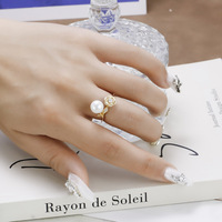 Bague de fête tendance en argent sterling 925 plaqué or 14 carats avec pierres précieuses, moissanite, diamant, motifs floraux, lotus et perle, style élégant