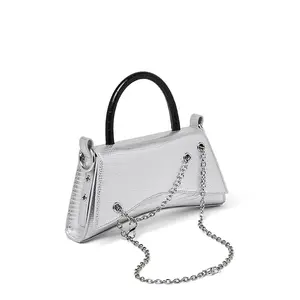 2024 best-selling genuine leather women's fashion metal chain underarm bag fashion one shoulder can be crossbody