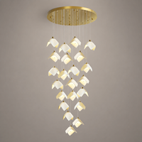 Lustre long en céramique personnalisé à plusieurs têtes, luminaire suspendu pour villa, duplex, plafond haut, escalier, hall d'entrée