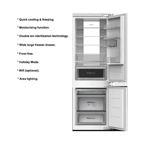 OEM özel 1770(H)* 556(W)* 545(D)mm boyunda entegre buzdolabı dondurucu çift yapılı mutfak aletleri 275L kapasiteli