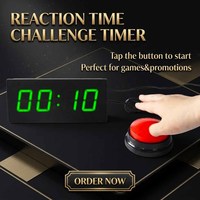 Chronomètre de test de vitesse de réaction, alimenté par USB, bouton de démarrage/arrêt rouge, contrôle par bouton-poussoir, chronomètre à compte à rebours LED, chronomètre pour l'école, la salle de classe, les enfants