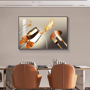 Cuadro moderno de pared de alta gama, minimalista, de porcelana de cristal, <span class=keywords><strong>para</strong></span> colgar en la pared del <span class=keywords><strong>comedor</strong></span> o sala de estar, con marco dorado de lujo. - Product Image 3
