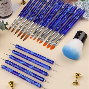 Kit de Manucure Professionnel de Luxe avec Pinceaux à Ongles en Acrylique, Outil de Pointillage, Pinceau Plat pour Fleurs 3D, Pinceau Gel UV et Brosse Dépoussiérante - Product Image 1