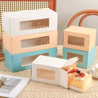 Boîte à biscuits personnalisée pour pâtisserie, boîte transparente à couvercle rabattable, carton ivoire, pelliculage mat, boîte à biscuits carrée avec fenêtre