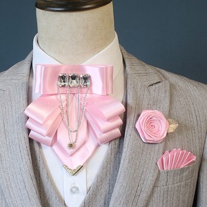 Conjunto de 3 piezas: <span class=keywords><strong>Corbata</strong></span> de Moño, Corsage Floral <span class=keywords><strong>y</strong></span> Pañuelo de Bolsillo con Pedrería Exagerada, Estilo Europeo Americano <span class=keywords><strong>para</strong></span> Caballero - Product Image 6
