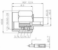 Connecteur SMA-JB2 en laiton, connecteur RF mâle SMA pour câble RG405 RG086, connecteur SMA plaqué or