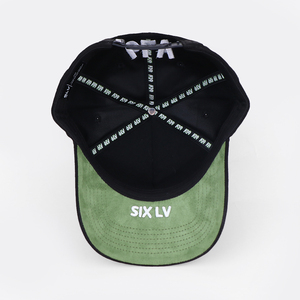 Gorra de Béisbol de Gamuza de 5 Paneles con Logotipo Personalizado, Visera de Dos Tonos, Gorras de Béisbol de Alta Calidad con Bordado 3D Personalizado, Color Negro, Fábrica BSCI - Product Image 3